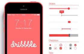  IOS red style UI theme package, PSD vector layering