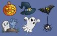  12 Halloween cartoon icons in PNG format