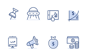  18 financial theme icons, AI source files