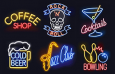  Bar neon sign vector material, AI source file